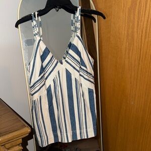 Universal Thread Blue and White Striped V-Neck Spaghetti Strap Tank